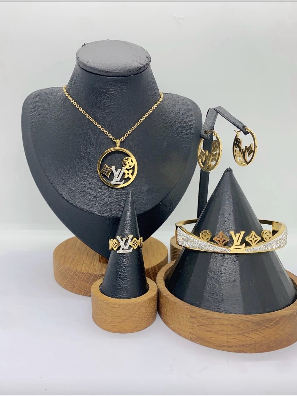 Fashion Jewelry Gold-Tone Monogram Pendant Necklace & Matching Set